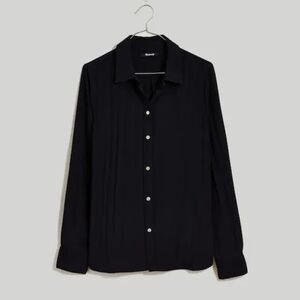 NWT Madewell Black Crinkly Button Down Shirt, Small